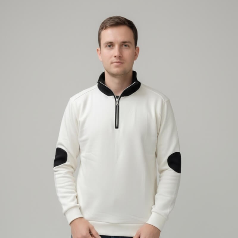 Mens half zipper contrast sweatshirt - Main view showing full design
