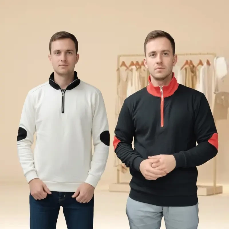 Mens half zipper contrast sweatshirt combo - Main view showing full design