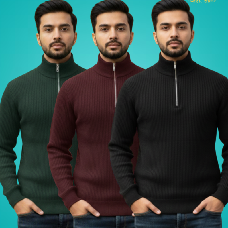 Half zipper mens Sweatshirt combo - Alternate view 2 showing  color