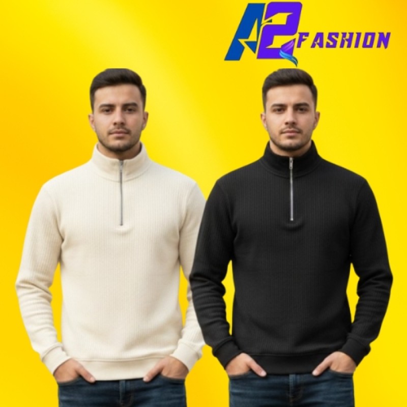 Premium Half Zipper Sweatshirt 2 Pcs Combo For Mens - Main view showing full design