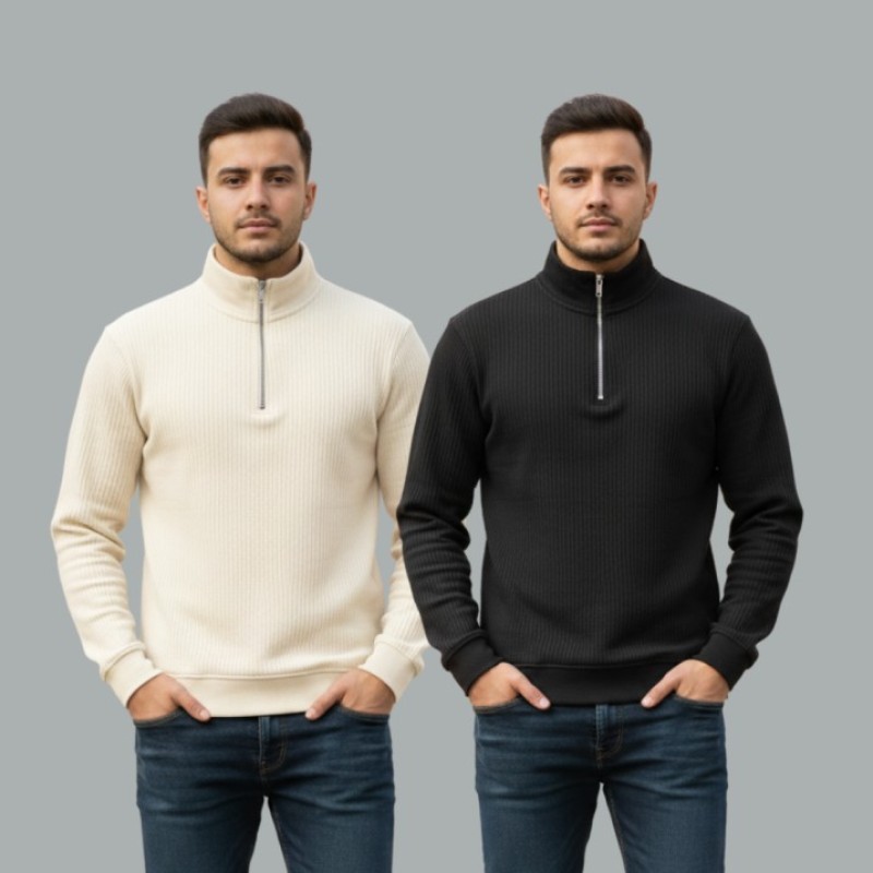 Half zipper men Sweatshirt 2 pcs combo - Alternate view 5 showing  color
