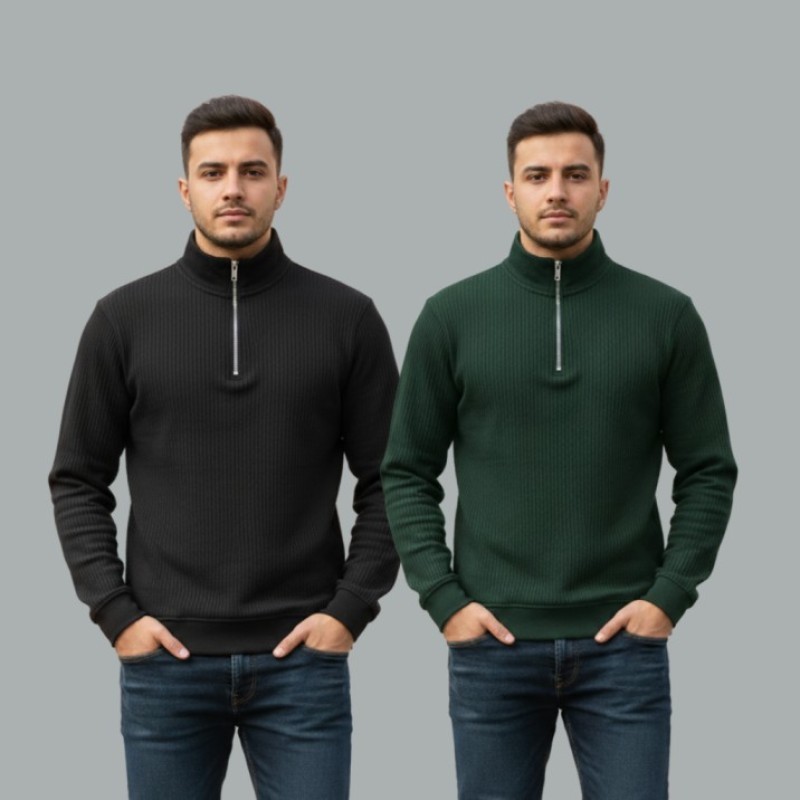 Half zipper men Sweatshirt 2 pcs combo - Alternate view 1 showing  color