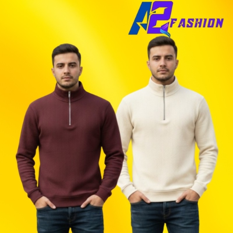 Premium Half Zipper Sweatshirt 2 Pcs Combo For Mens - Alternate view 5 showing  color